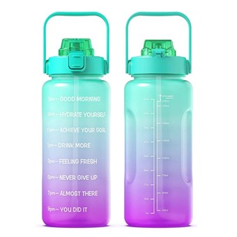 2L Portable Outdoor Travel Sports Water Bottle Fitness Straw Cup with Time Marker (BPA Free, No FDA Certificate)