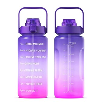 2L Portable Outdoor Travel Sports Water Bottle Fitness Straw Cup with Time Marker (BPA Free, No FDA Certificate)