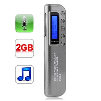 Digital Dictaphone 2 GB - MP3 Player and USB Connector