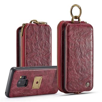 CaseMe Premium Leather Wallet w / Magnetic Cover for Samsung Galaxy S9 - Red