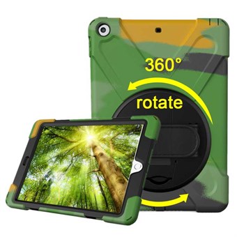 Unique Defense 360 ° Rotation Cover with Holder and Hand Strap for iPad 9.7 (2018) / iPad 9.7 (2017) - Green