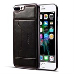High Trend Cover in PU Leather and TPU Plastic w / Card Holder for iPhone 7 Plus / iPhone 8 Plus - Black