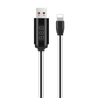 Hoco Lightning 1 m Data Cable with Display & Timer - Black