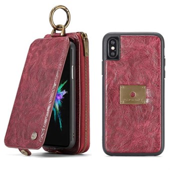 CaseMe Premium Leather Wallet with Magnetic Cover for iPhone X / iPhone Xs - Red