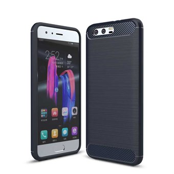 Fame Brushed Cover in Soft TPU and Carbon Fiber for Huawei Honor 9 - Navy Blue