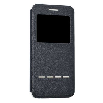 Unique View Case with Call Display in PU Leather w / Textile Coating - Black