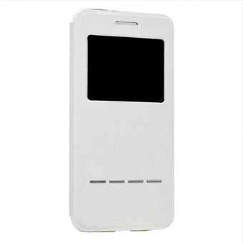 Unique View Case with Call Display in PU Leather w / textile coating - White