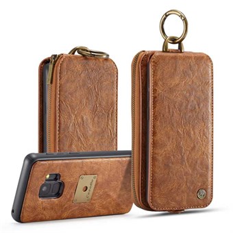 CaseMe Premium Leather Wallet w / Magnetic Cover for Samsung Galaxy S9 - Brown
