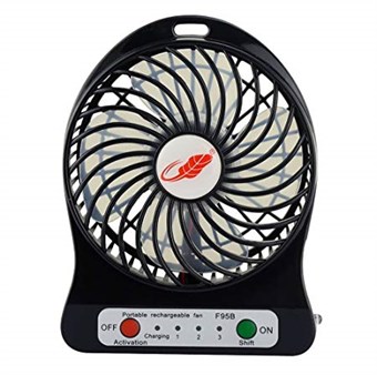 Small powerful Fan w / LED light - Black