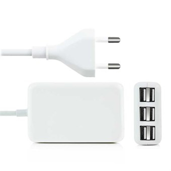 Multi 6 port USB charger incl. socket for smartphones / tablets