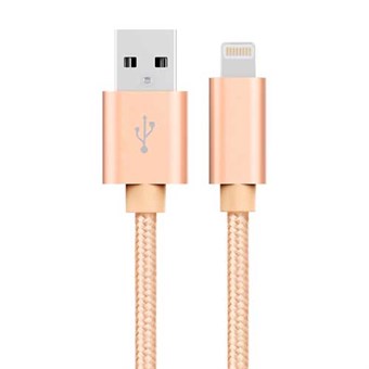 Cheap Nylon Lightning Cable Gold - 2 Meters