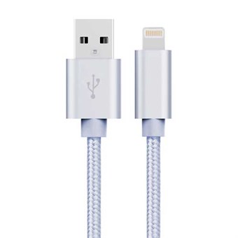 Cheap Nylon Lightning Cable Silver - 3 Meters