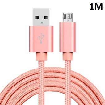 Quality Nylon Micro USB Cable Rose Gold - 1 Meter