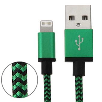 Nylon fabric series Lightning Cable 1m - Green