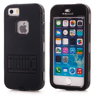 Fancy color plastic and silicone cover for iPhone 5 / 5S / SE - Black
