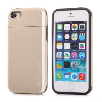 SPIGEN Plastic and Silicone Cover with Hidden Card Holder for iPhone 5 / 5S - Light Gold