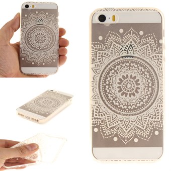 Modern Art Silicone Cover for iPhone 5 / 5S / SE - White Henna Flower