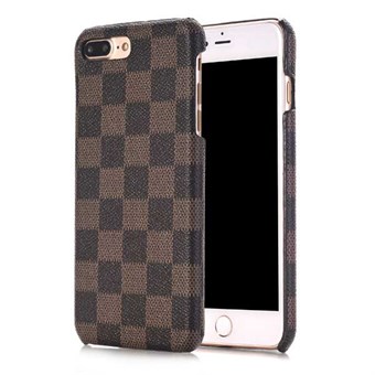 Checkered plastic cover for iPhone 7 Plus / iPhone 8 Plus - Brown / Black