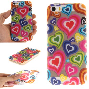 Modern art silicone cover for iPhone 5 / 5S / SE - Heart colors