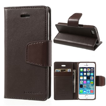 Goospery leather case with magnetic closure for iPhone 5 / 5S / SE - Dark brown