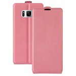 Vertical Flip Case in PU Leather and TPU for Samsung Galaxy S8 Plus - Pink
