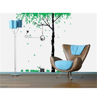 TipTop Wallstickers Green Tree and Brids Pattern