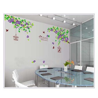 TipTop Wallstickers Purple Flowers and Birdcage