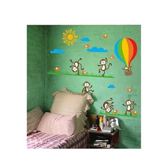 TipTop Wallstickers Lovely Monkey and Hot Air Balloon Design