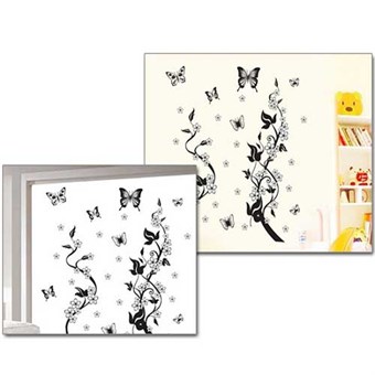 TipTop Wallstickers Black Butterfly and Tree Pattern Style