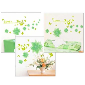 TipTop Wallstickers Green Butterfly and Flowers