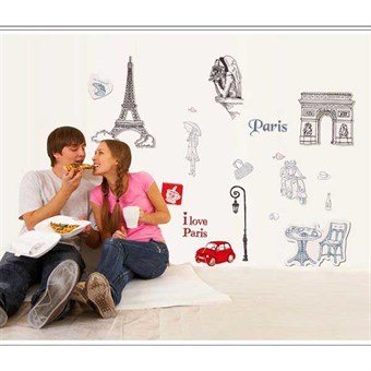 TipTop Wallstickers Romantic Eiffel Tower & Arc de Triumph