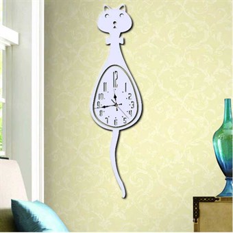 TipTop Wallstickers Cat Clock Wall Stickers Polystyrene Mirror