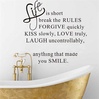TipTop Wallstickers! "Life is Short Break the Rules .." English Famous Sayings Vinyl
