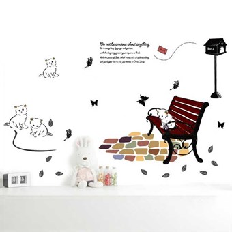 TipTop Wallstickers Cute Cartoon Cats and Bench Design Removable