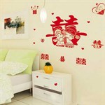 TipTop Wallstickers Cartoon Red Double Happiness Design