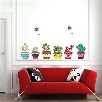 TipTop Wallstickers Colorized Pot Plant Flowers Design