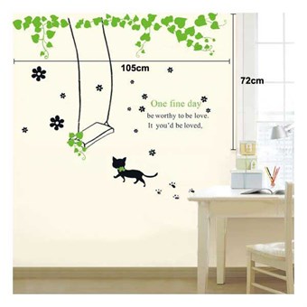 TipTop Wallstickers Funny Swing & Black Cat Design