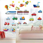 TipTop Wallstickers Colorful Car & Train & Truck Design Removable