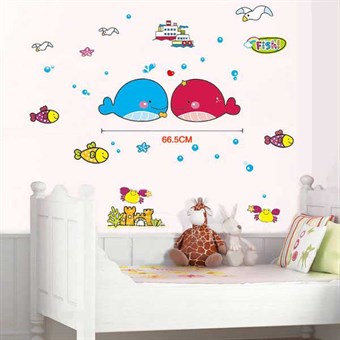 TipTop Wallstickers Colorful Cute Whale and Fish Pattern Removable