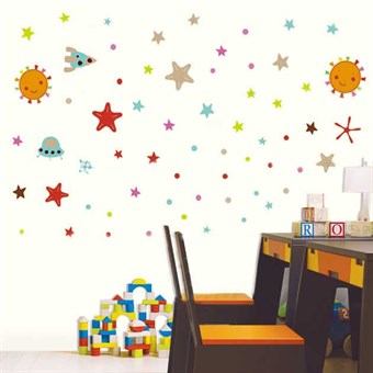 TipTop Wallstickers Cartoon Stars & Sun & Spacecraft Pattern