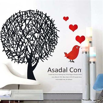 TipTop Wallstickers Black Trees & Red Birds Pattern