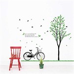 TipTop Wallstickers Green Trees & Bike Pattern