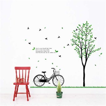 TipTop Wallstickers Green Trees & Bike Pattern