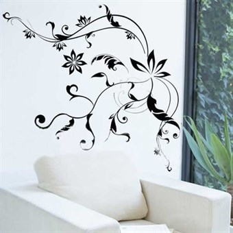 TipTop Wallstickers Black Flowers Spread Pattern