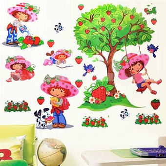 TipTop Wallstickers Happy Strawberry Girl & Strawberry Tree Pattern