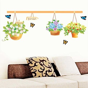 TipTop Wallstickers Romantic Spring Flowers Basket & Butterflies Pattern