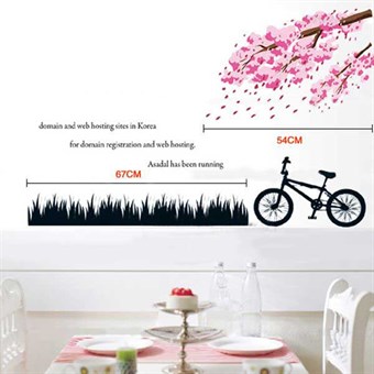 TipTop Wallstickers Bike & Grass & Flower Tree Pattern