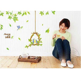 TipTop Wallstickers Spring Birds & Green Leaves Pattern