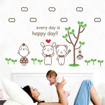 TipTop Wallstickers Cute Cartoon Animals Tree Pattern