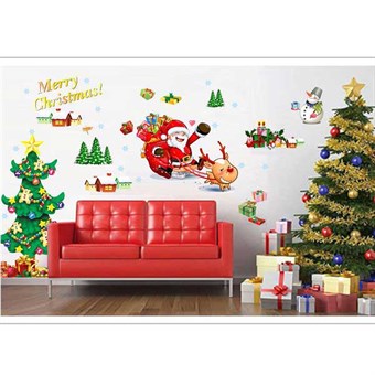 TipTop Wallstickers AY767 Christmas Style Santa Claus and Christmas Tree Pattern Removable PVC Decals Room